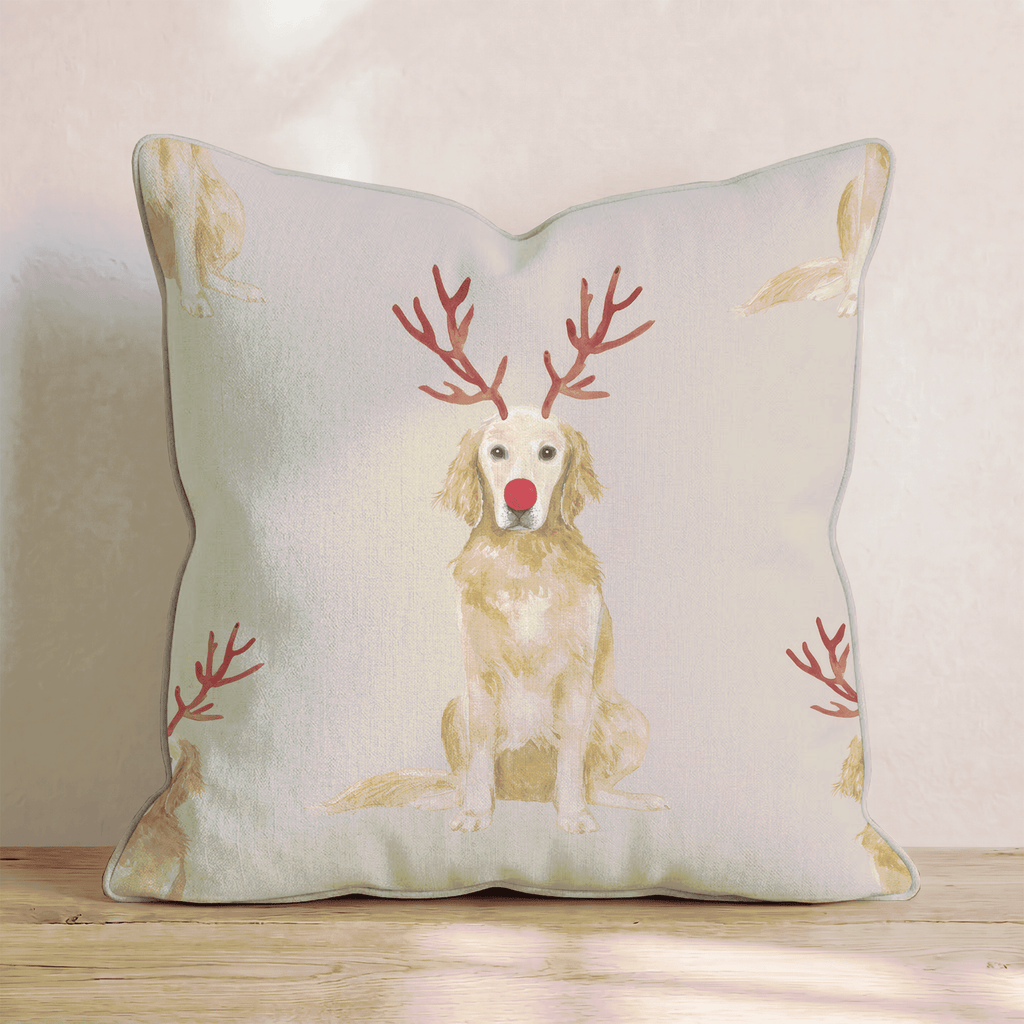 Rudolph Golden Retrievers Throw Pillow - Hillcroft Home