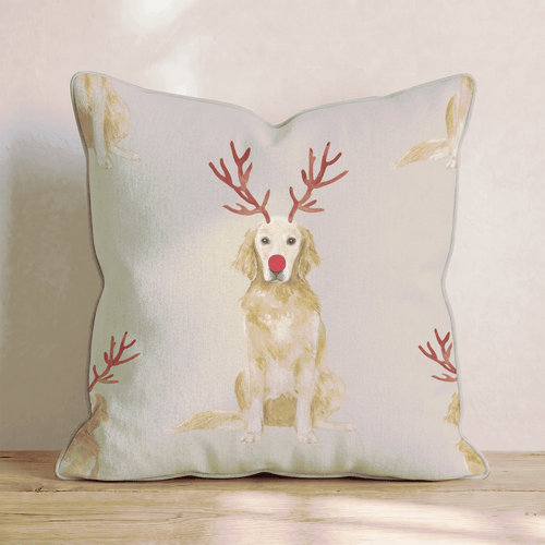 Rudolph Golden Retrievers Throw Pillow - Hillcroft Home