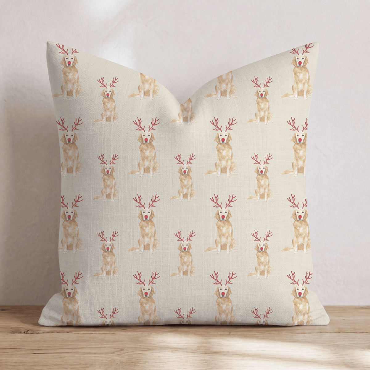 Rudolph Golden Retrievers Throw Pillow throw pillow - Hillcroft Home