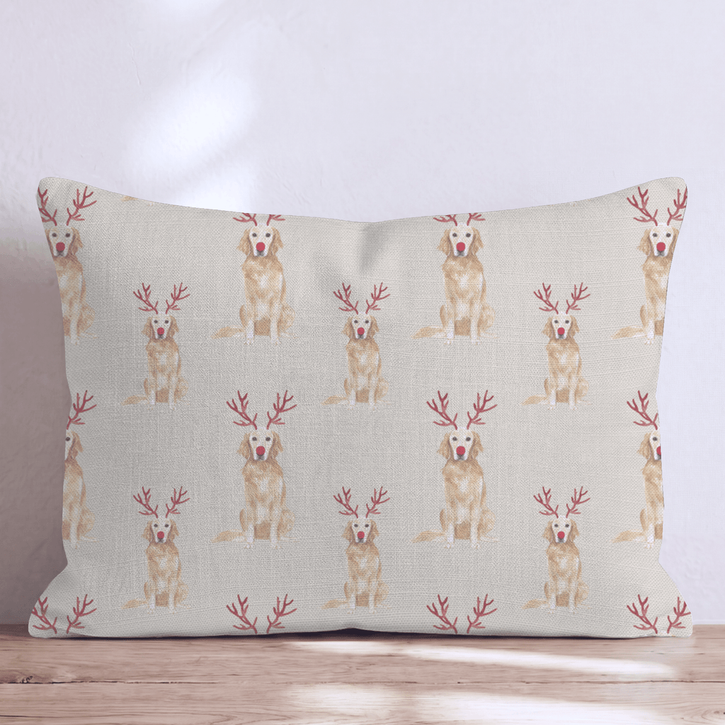 Rudolph Golden Retrievers Throw Pillow throw pillow - Hillcroft Home