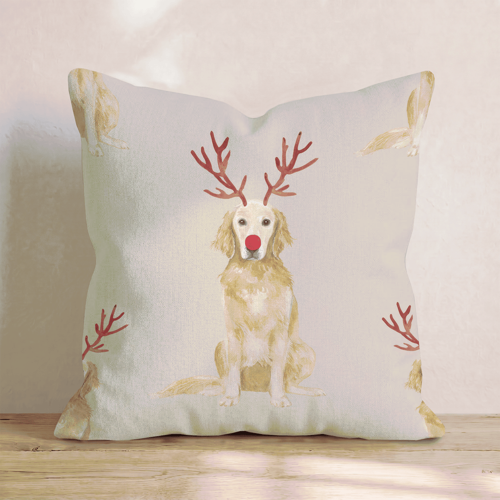 Rudolph Golden Retrievers Throw Pillow - Hillcroft Home