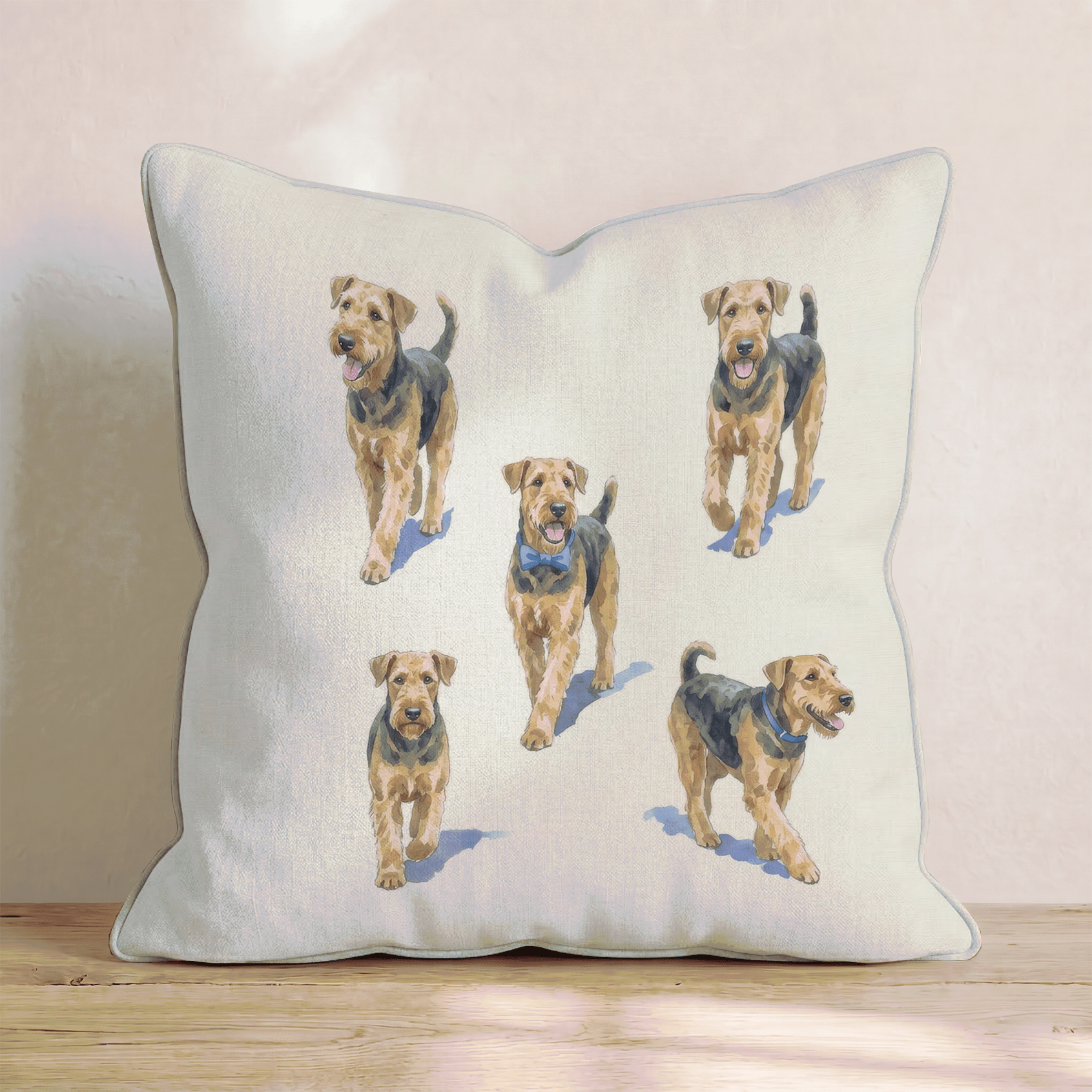 Running Airedale Terrier Throw Pillow - Hillcroft Home