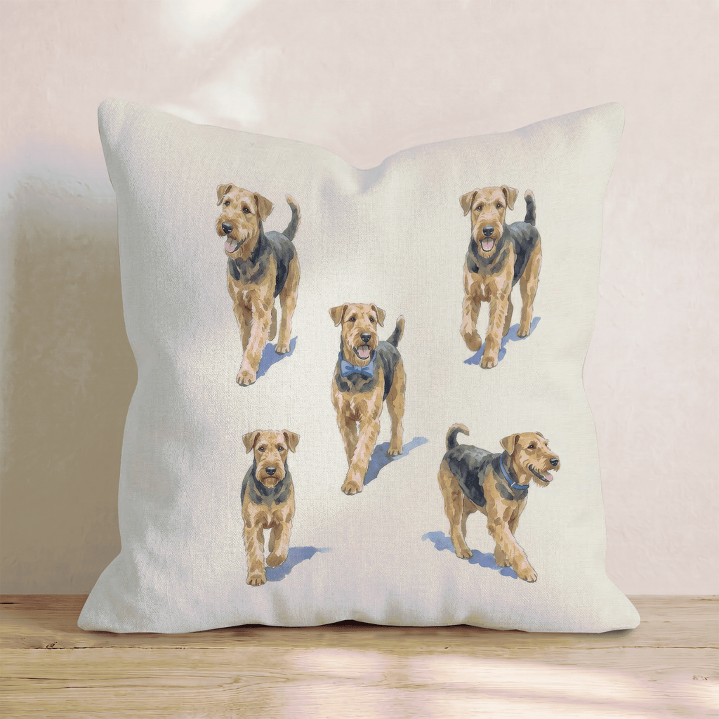 Running Airedale Terrier Throw Pillow - Hillcroft Home