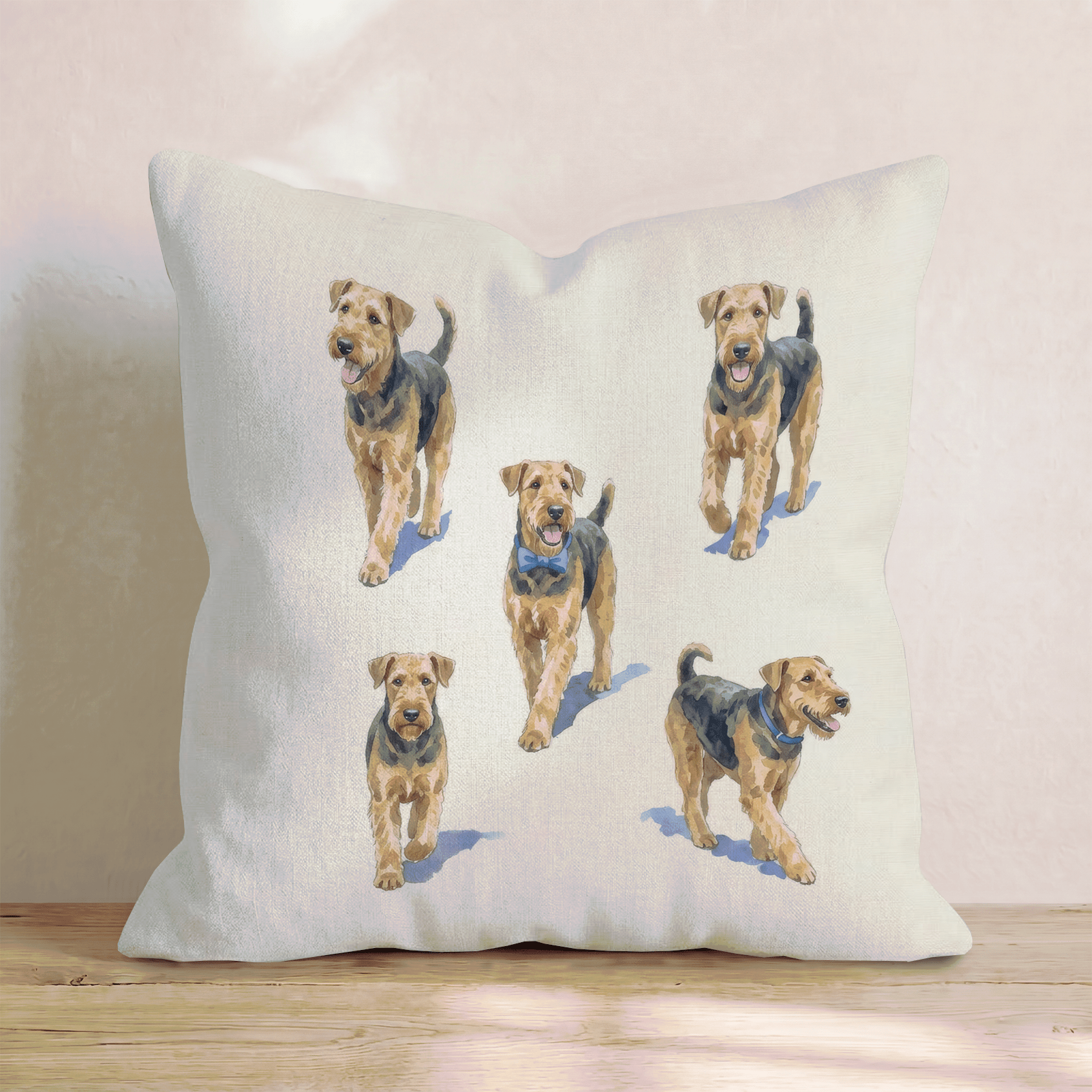 Running Airedale Terrier Throw Pillow - Hillcroft Home