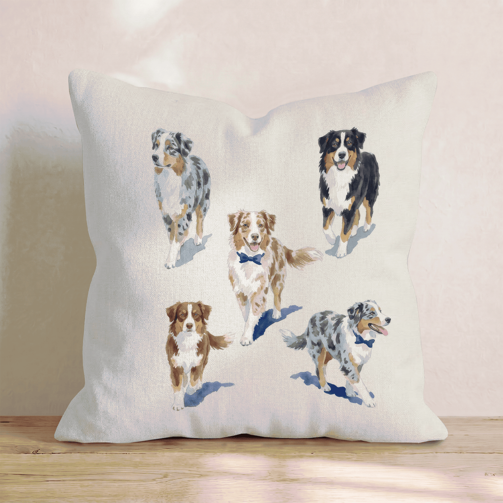 Running Australian Shepherd Throw Pillow - Hillcroft Home