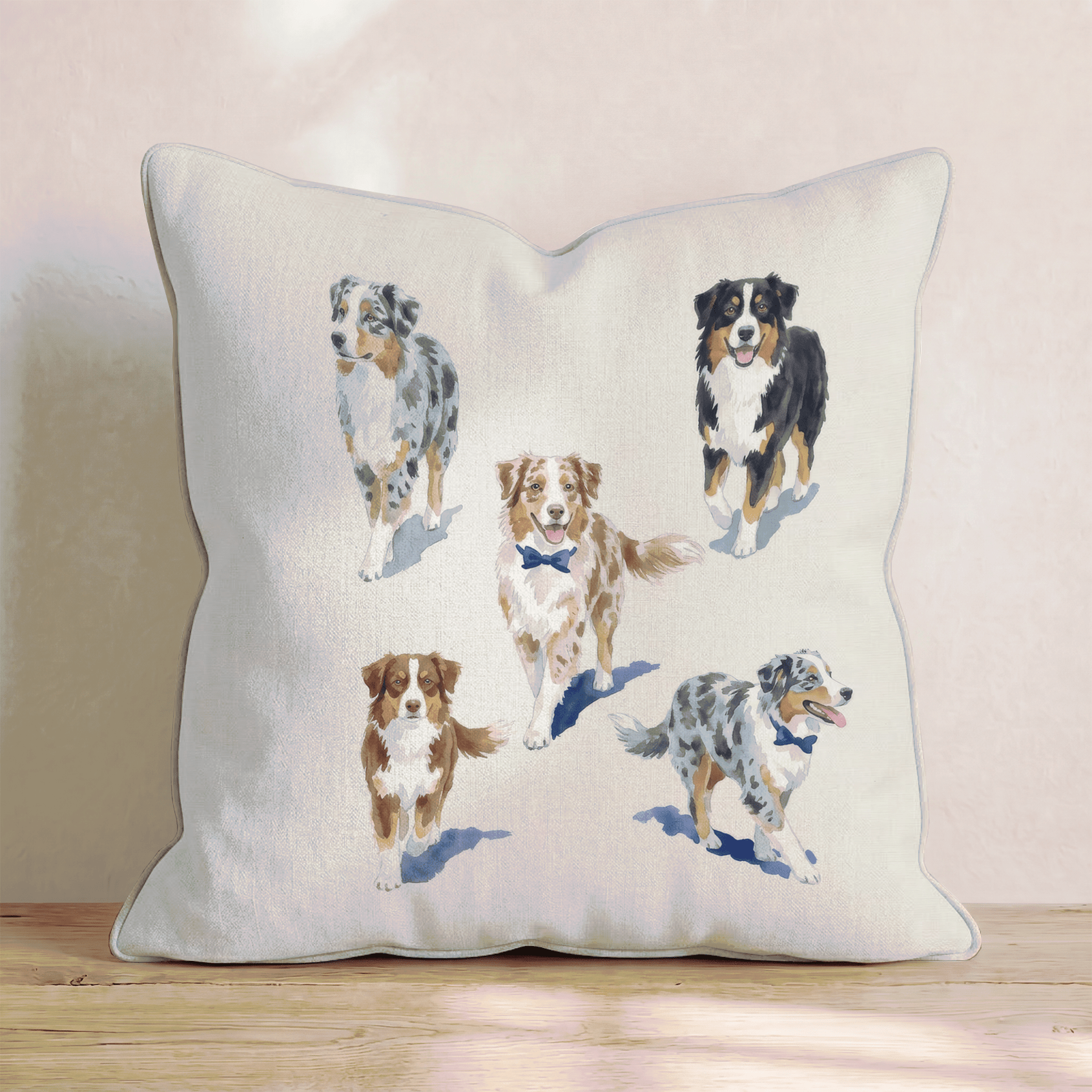 Running Australian Shepherd Throw Pillow - Hillcroft Home
