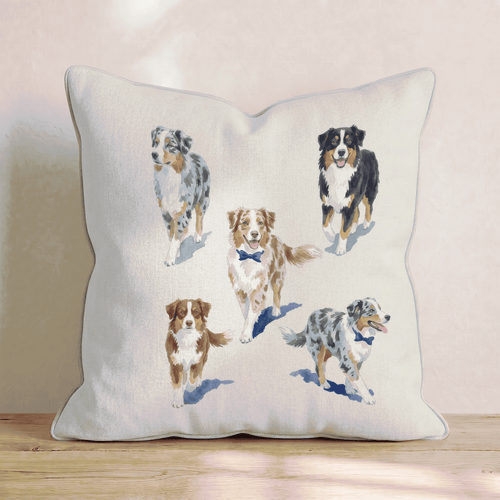 Running Australian Shepherd Throw Pillow - Hillcroft Home