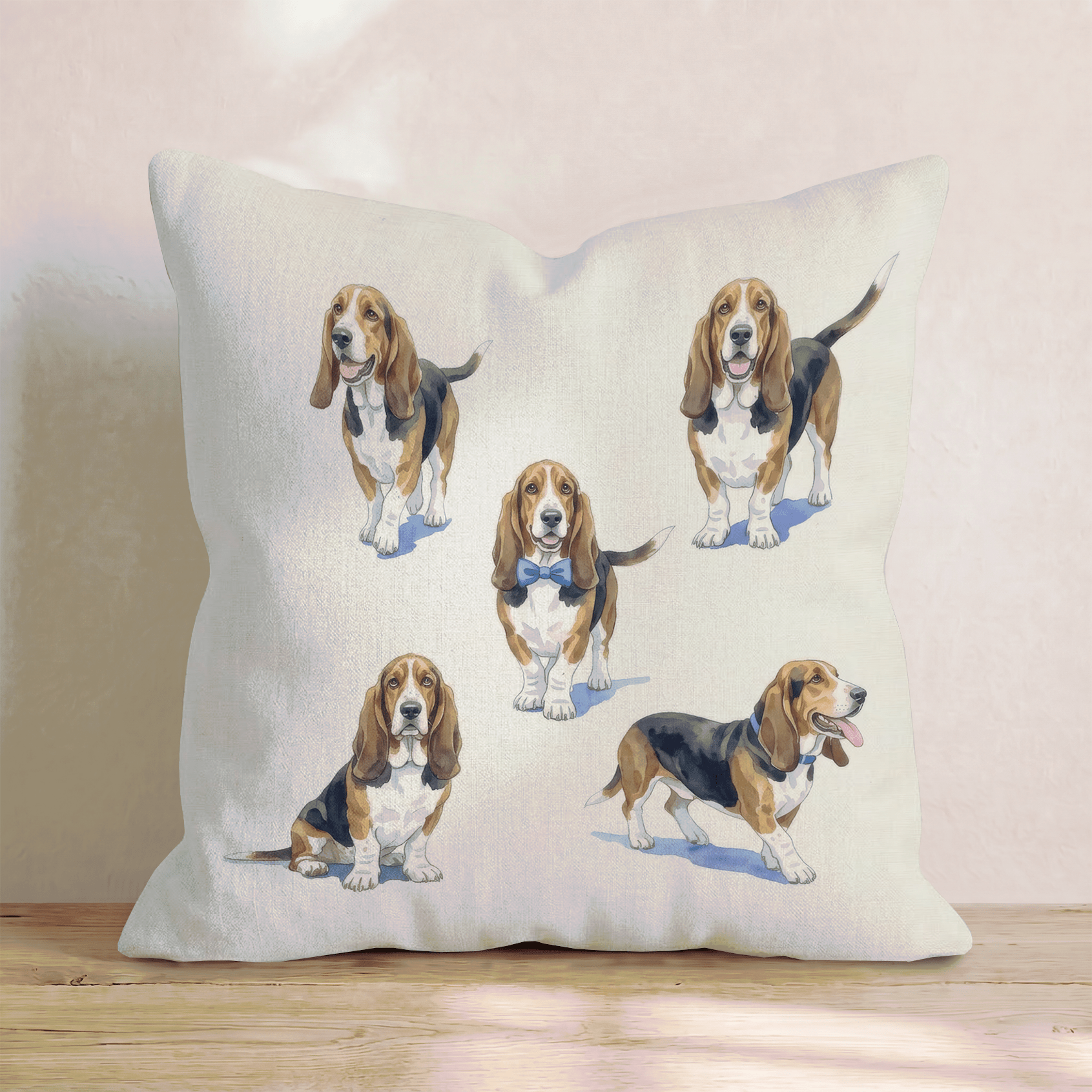 Running Basset Hound Throw Pillow - Hillcroft Home