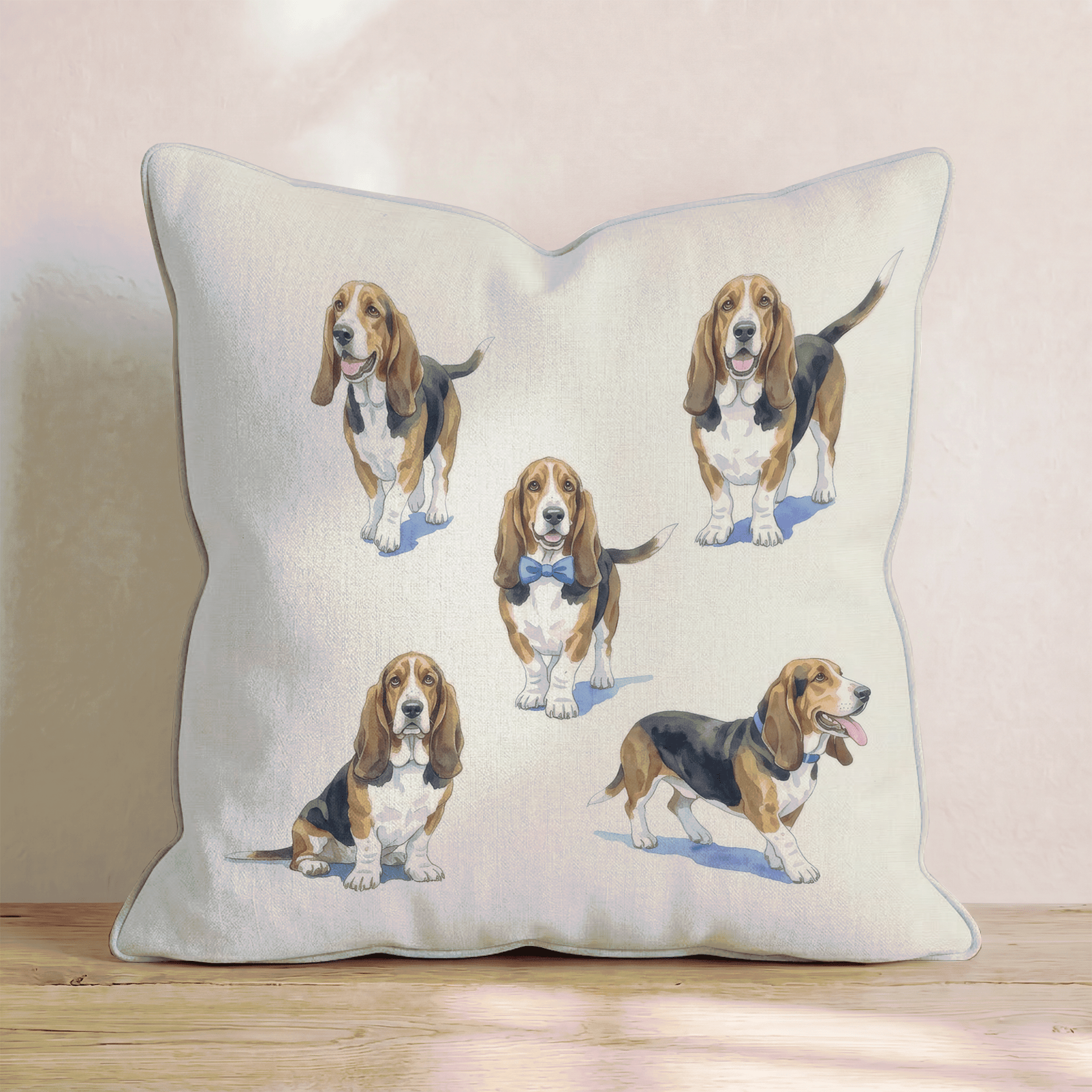Running Basset Hound Throw Pillow - Hillcroft Home