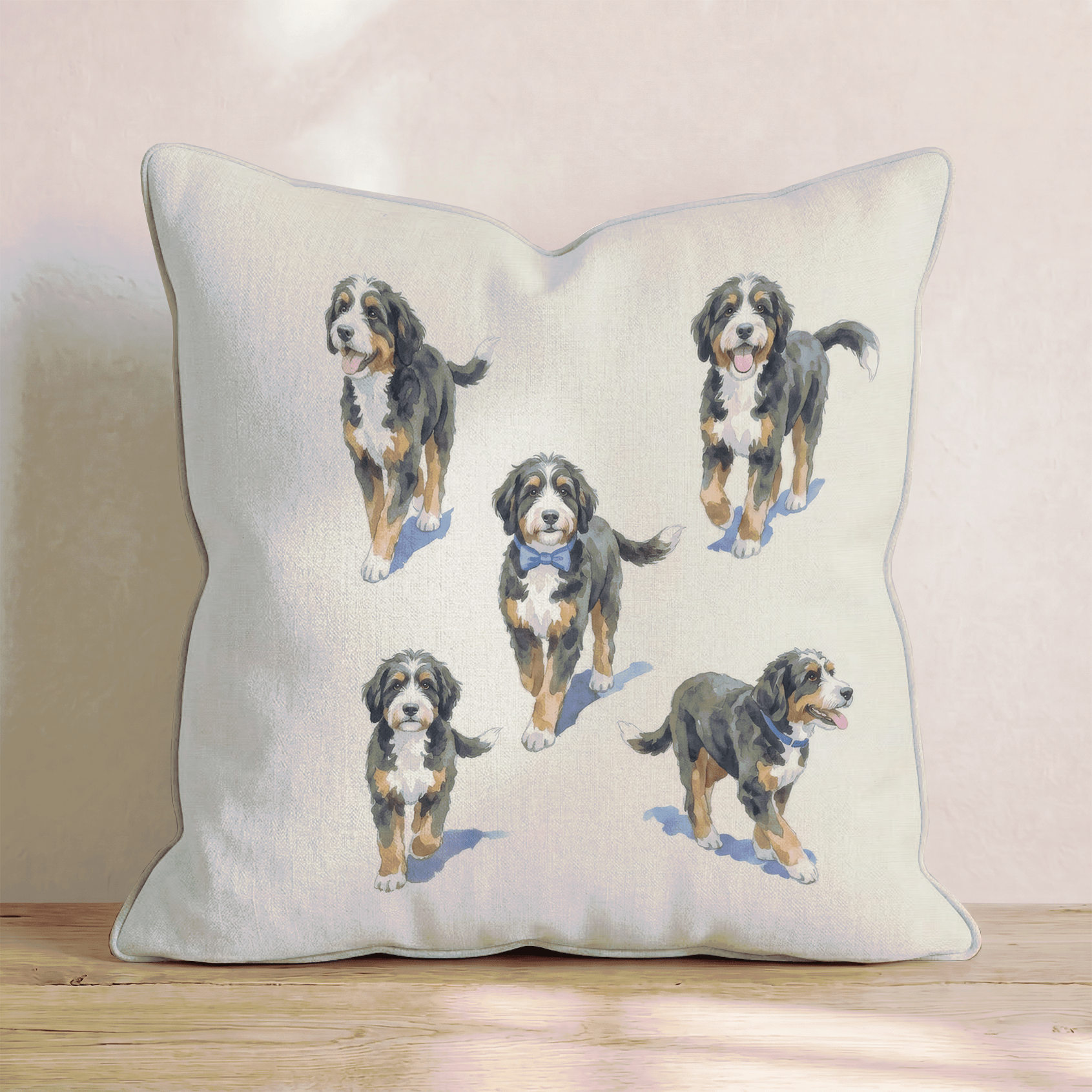 Running Bernedoodle Throw Pillow - Hillcroft Home