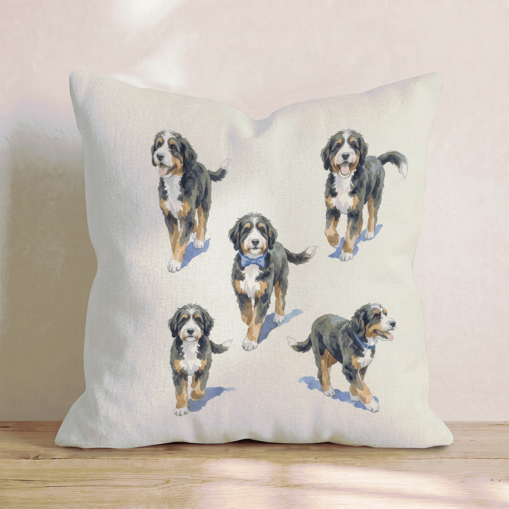 Running Bernedoodle Throw Pillow - Hillcroft Home