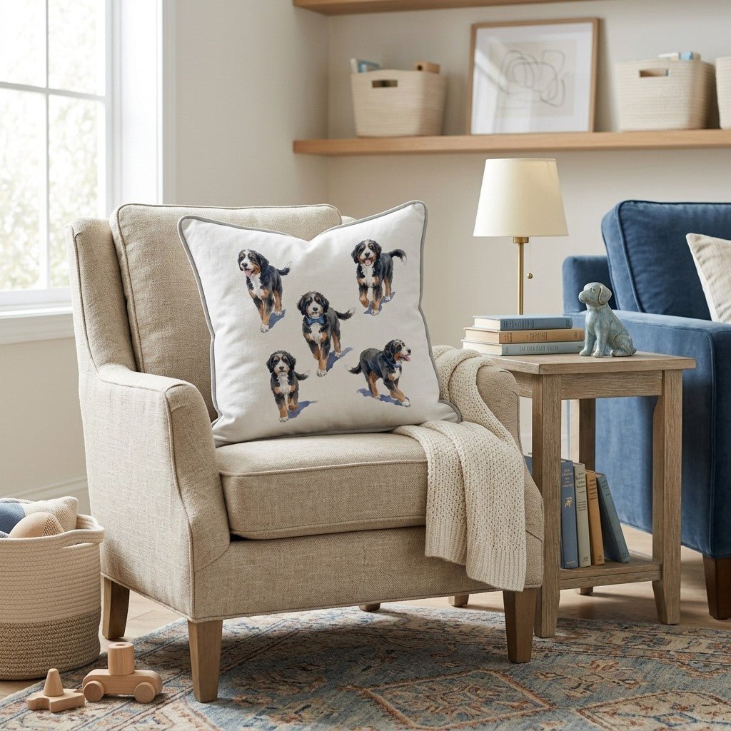 Running Bernedoodle Throw Pillow - Hillcroft Home
