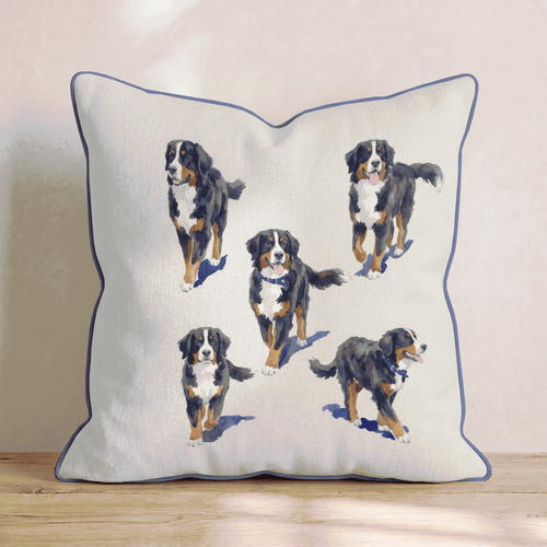 Running Bernese Mountain Dogs Throw Pillow - Hillcroft Home