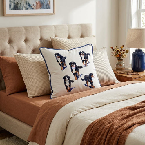 Running Bernese Mountain Dogs Throw Pillow - Hillcroft Home