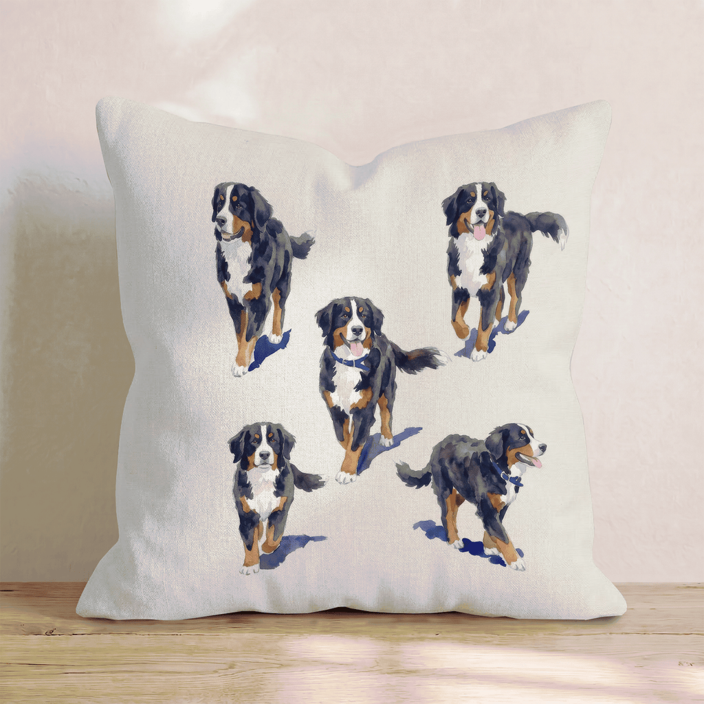 Running Bernese Mountain Dogs Throw Pillow - Hillcroft Home