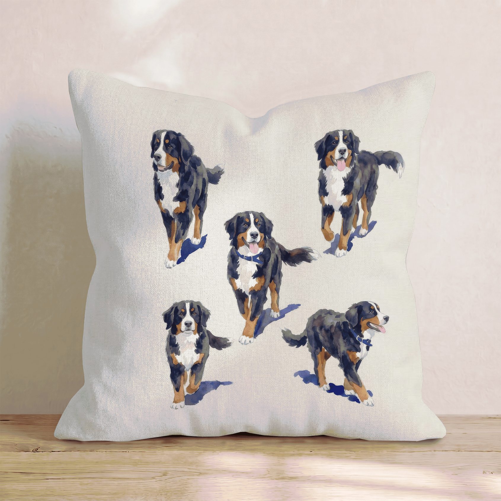 Running Bernese Mountain Dogs Throw Pillow - Hillcroft Home