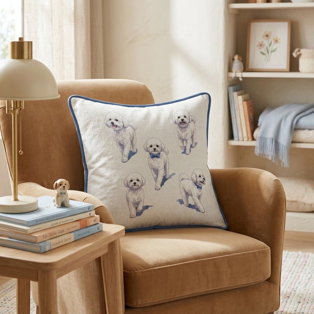 Running Bichone Frise Throw Pillow - Hillcroft Home