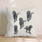 Running Black Goldendoodle Throw Pillow - Hillcroft Home