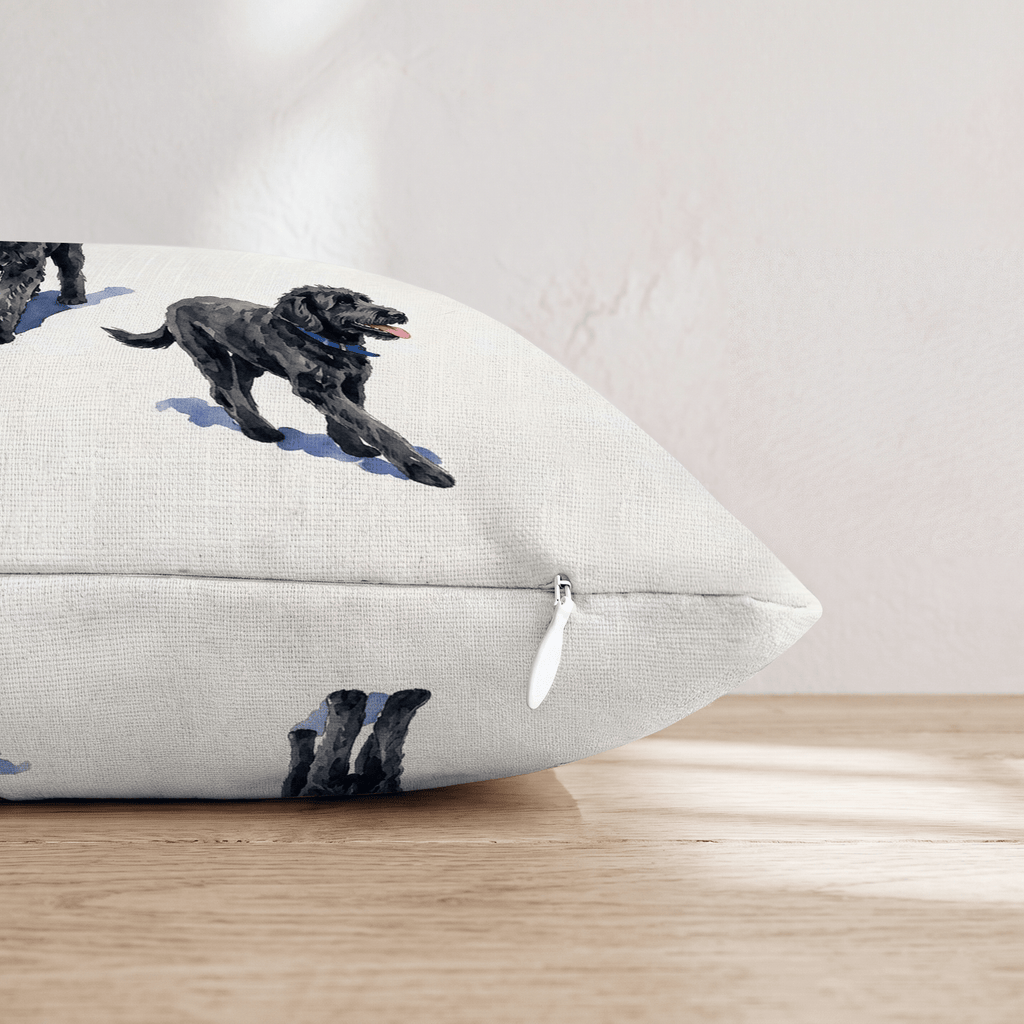 Running Black Goldendoodle Throw Pillow - Hillcroft Home