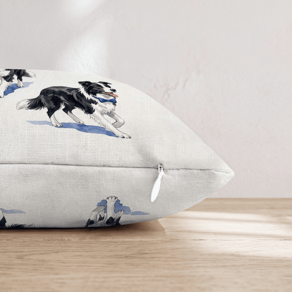 Running Border Collie Throw Pillow - Hillcroft Home