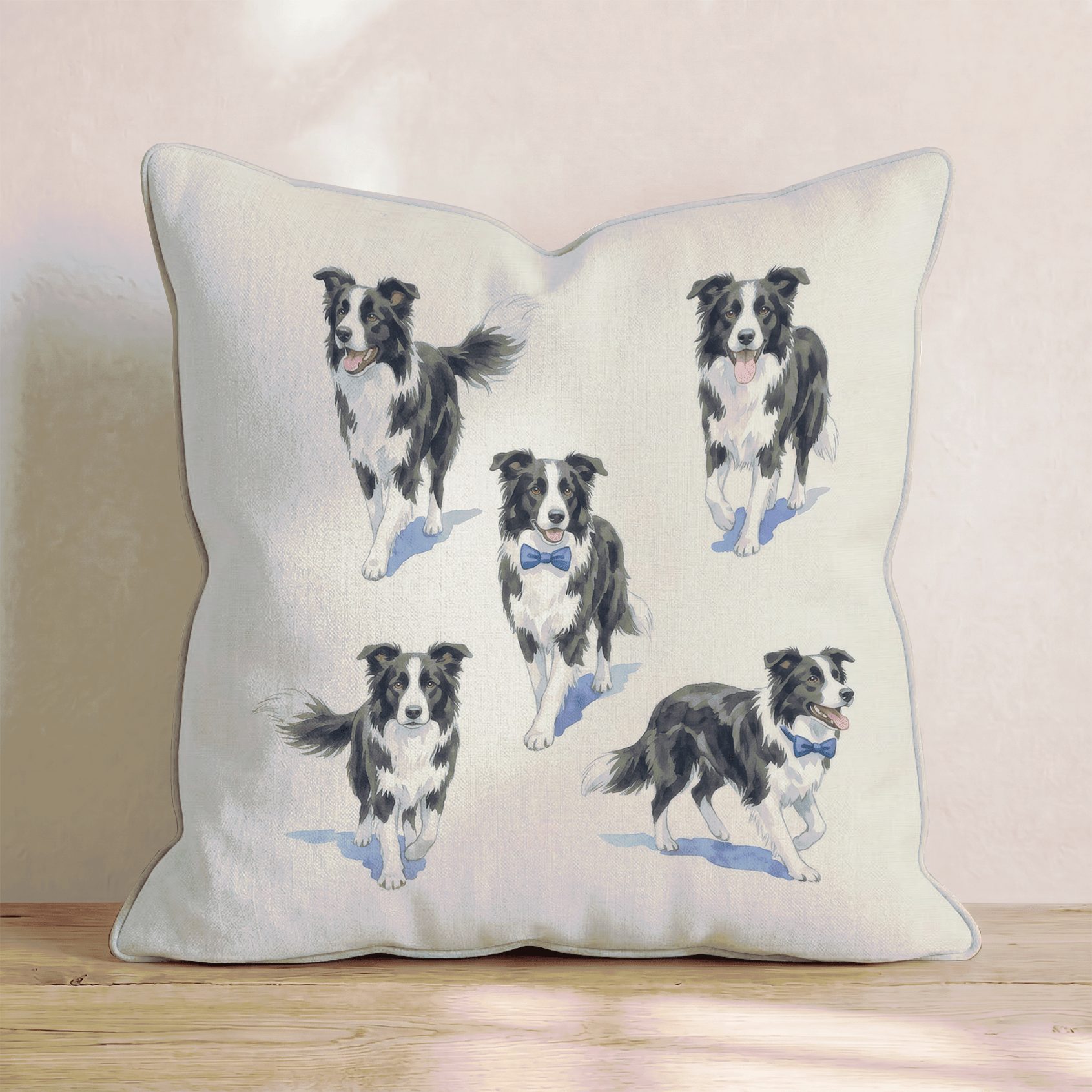 Running Border Collie Throw Pillow - Hillcroft Home