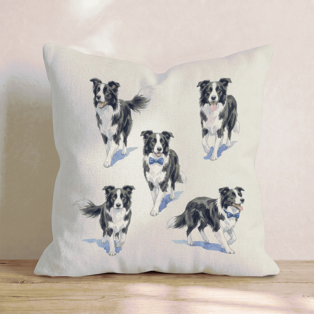 Running Border Collie Throw Pillow - Hillcroft Home