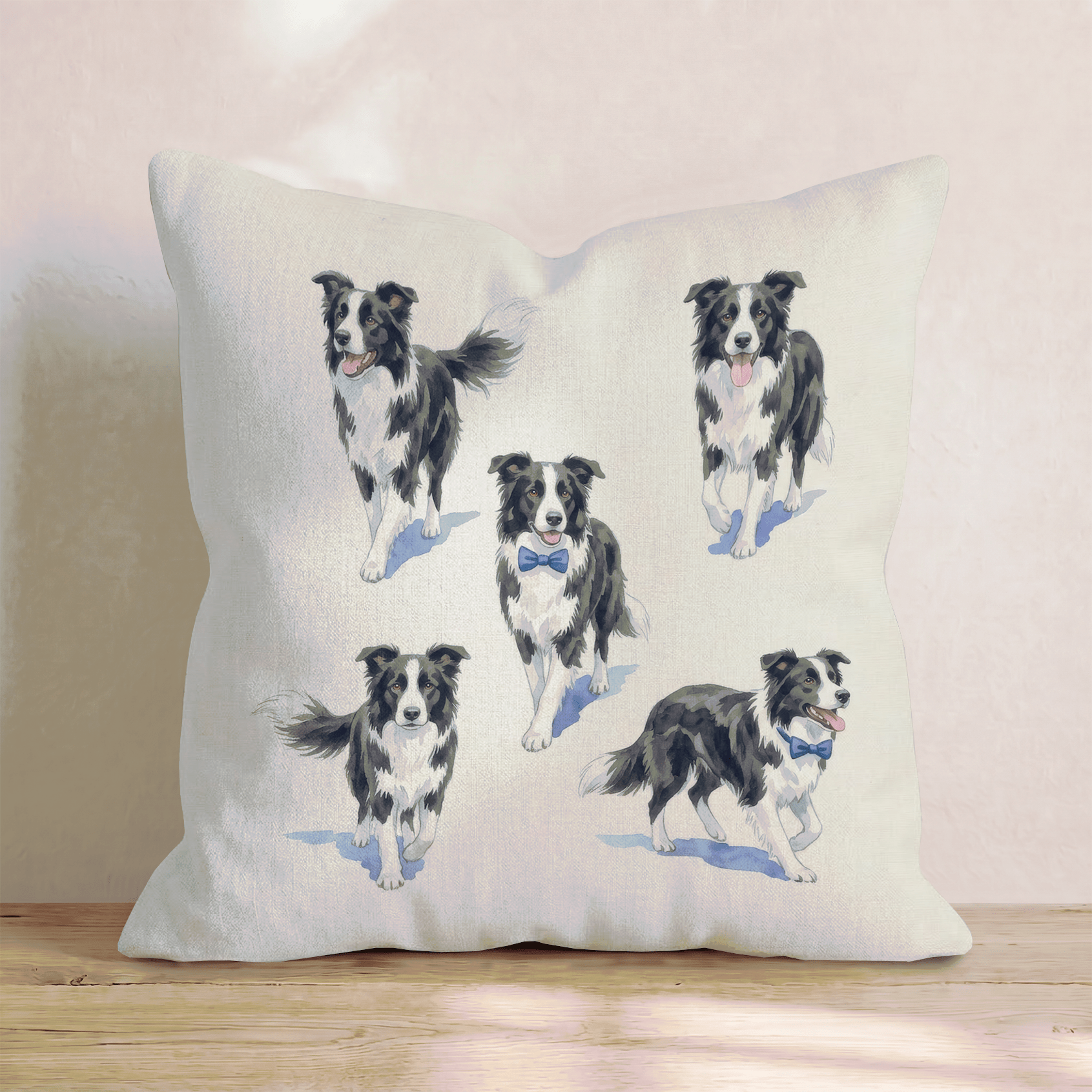 Running Border Collie Throw Pillow - Hillcroft Home