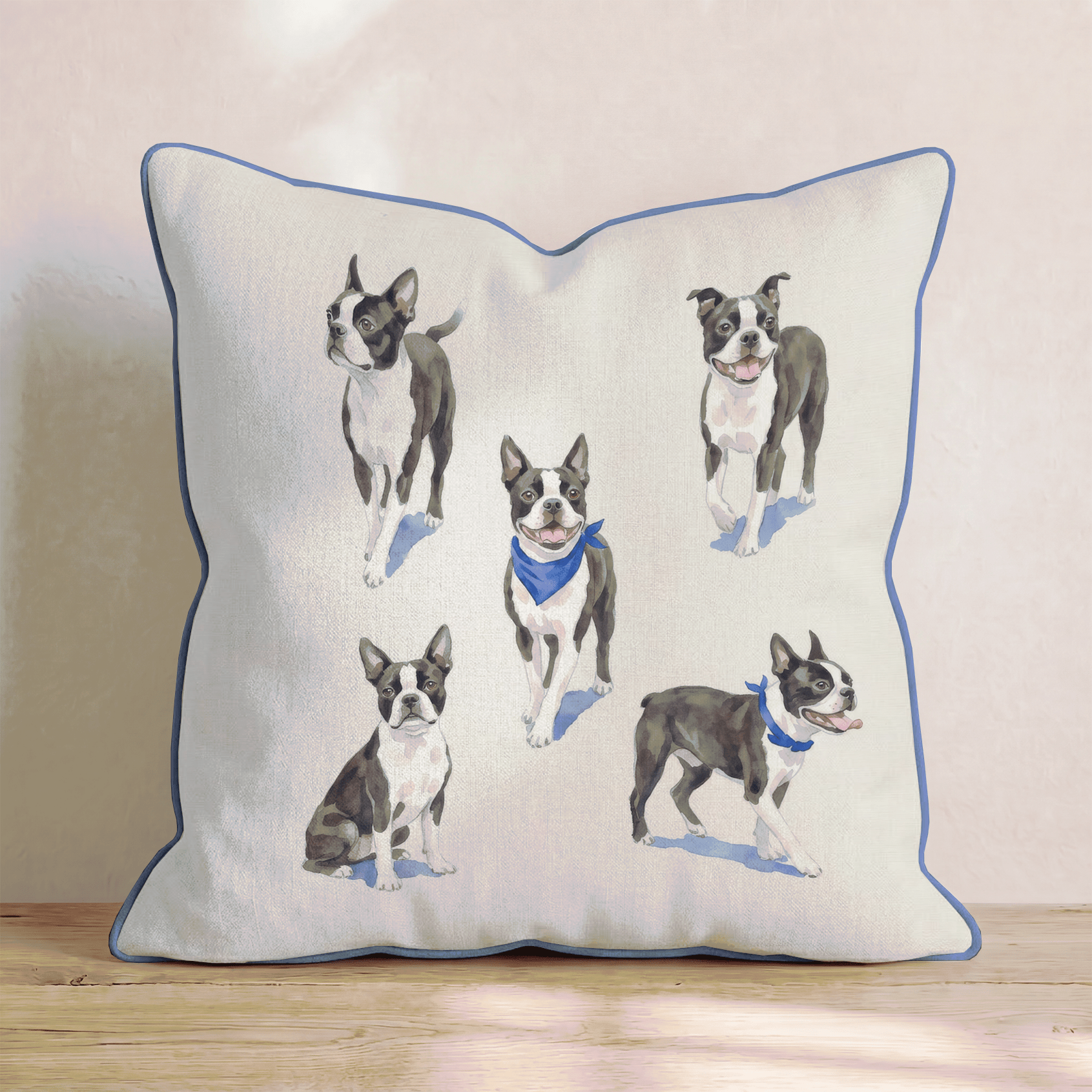 Running Boston Terriers Throw Pillow - Hillcroft Home