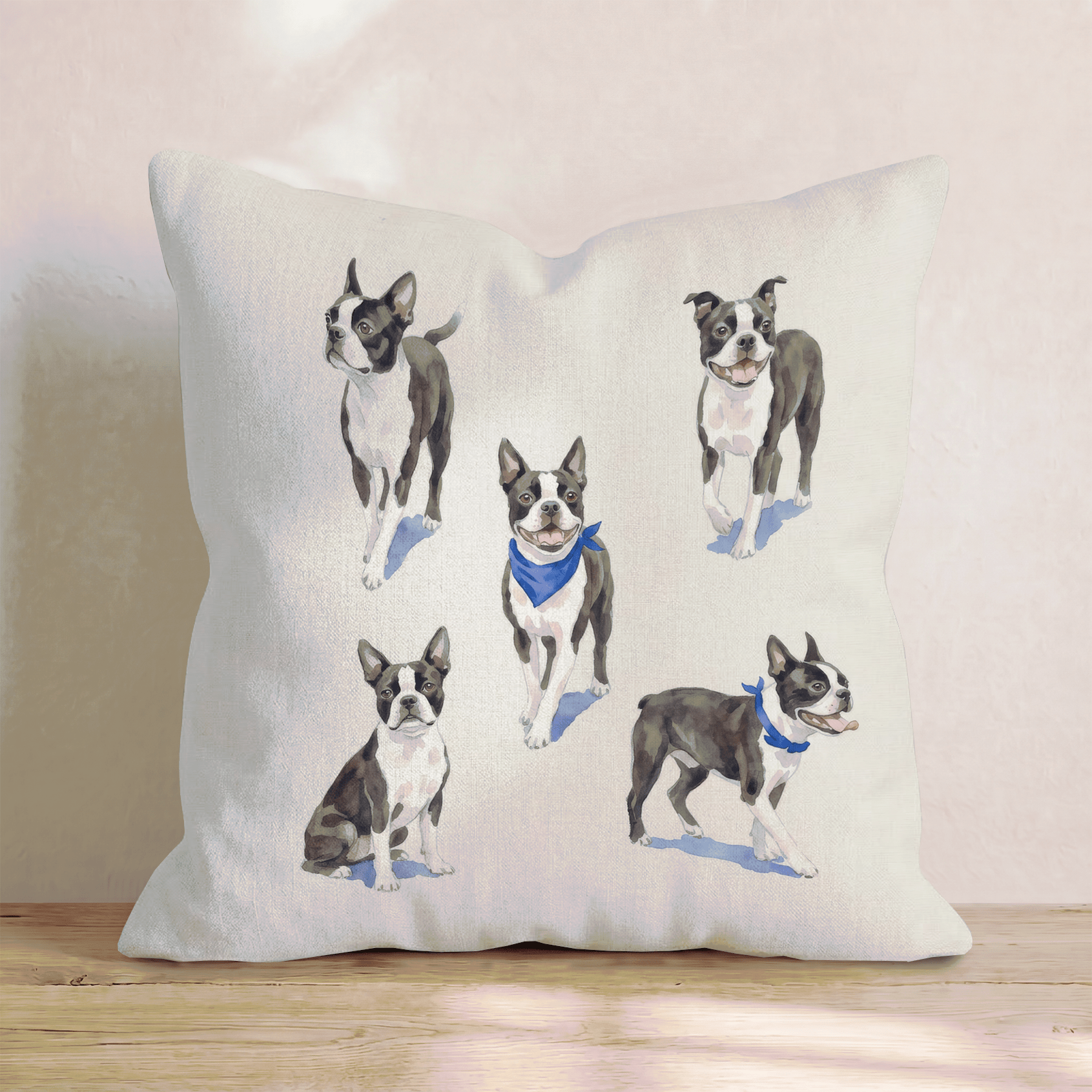 Running Boston Terriers Throw Pillow - Hillcroft Home