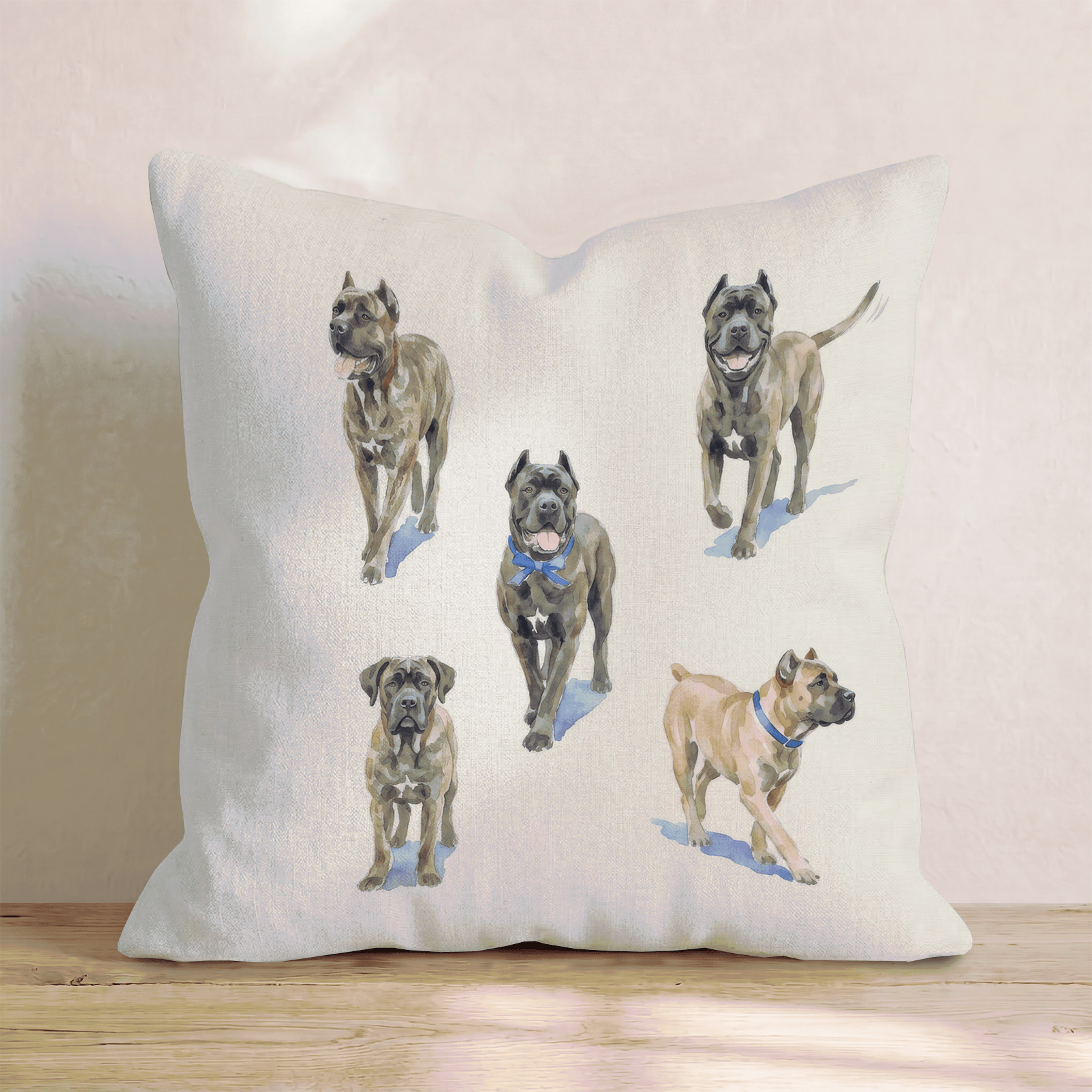 Running Cane Corsos Throw Pillow - Hillcroft Home