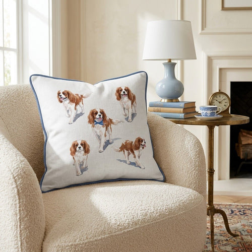 Running Cavalier King Charles Spaniels Throw Pillow - Hillcroft Home