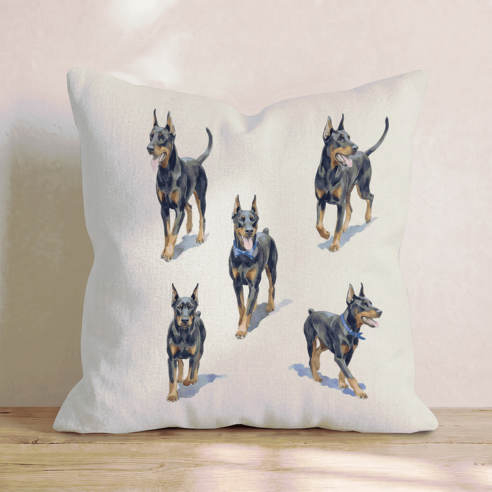 Running Dobermans Throw Pillow - Hillcroft Home