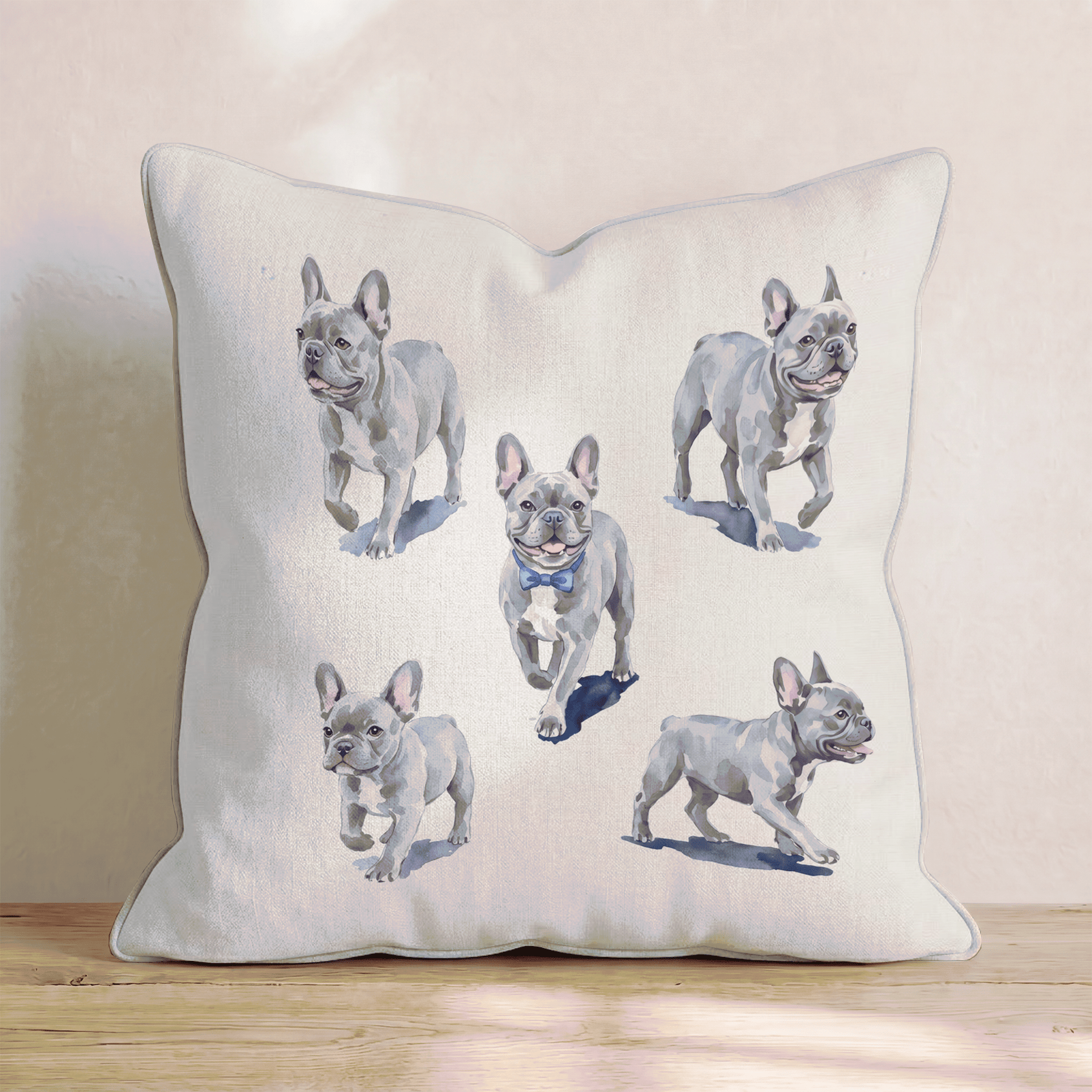Running French Bulldogs Throw Pillow - Hillcroft Home