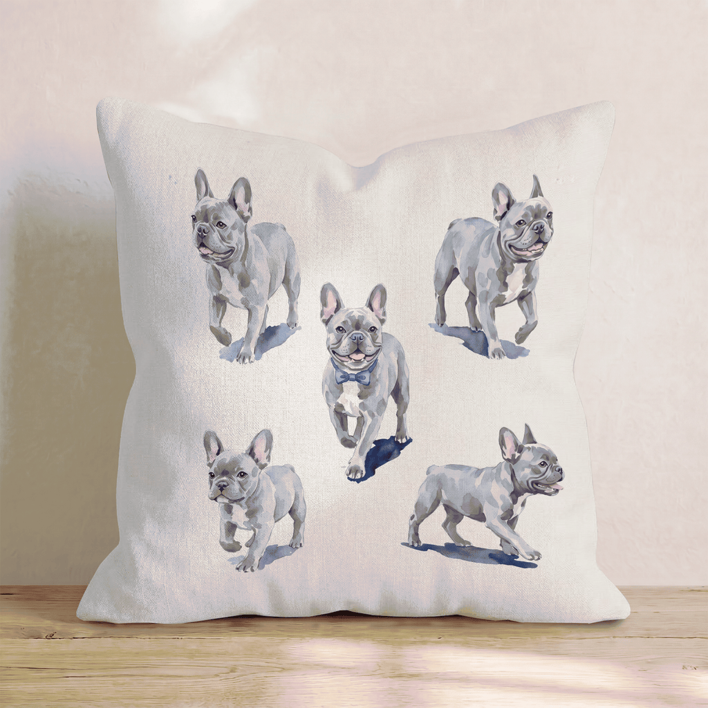 Running French Bulldogs Throw Pillow - Hillcroft Home