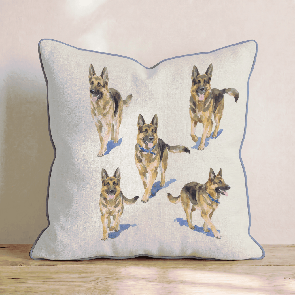 Running German Shepherds Throw Pillow - Hillcroft Home