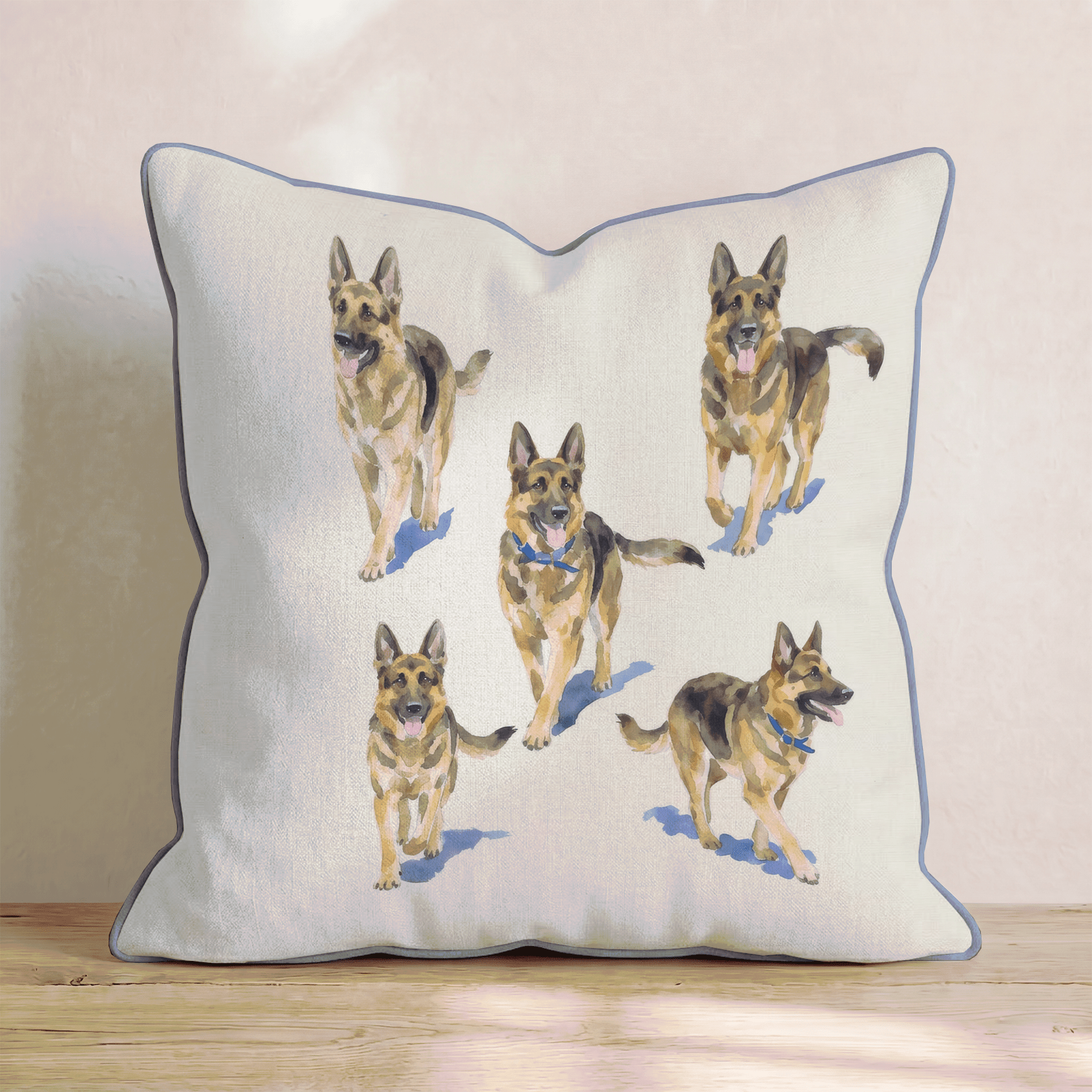 Running German Shepherds Throw Pillow - Hillcroft Home