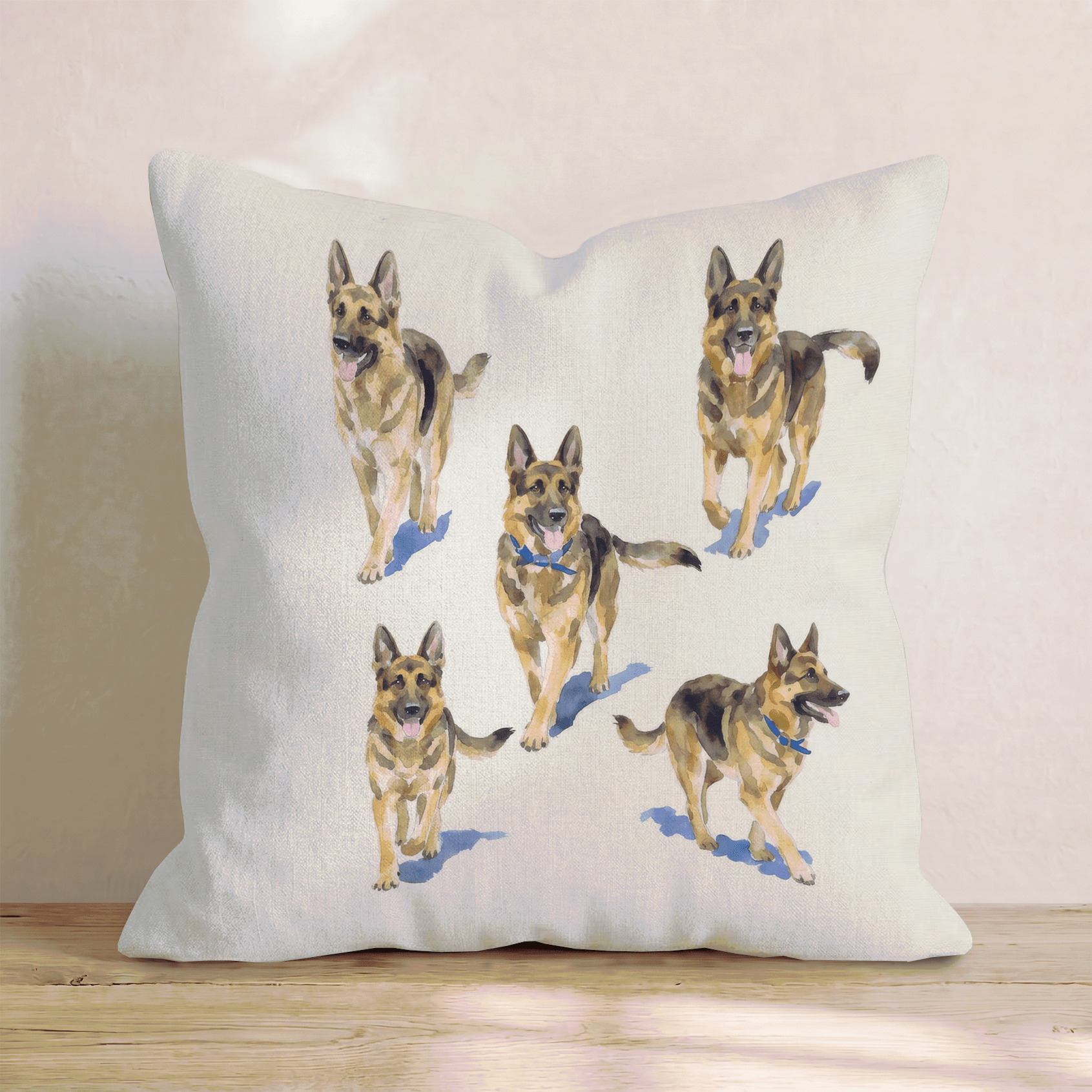 Running German Shepherds Throw Pillow - Hillcroft Home