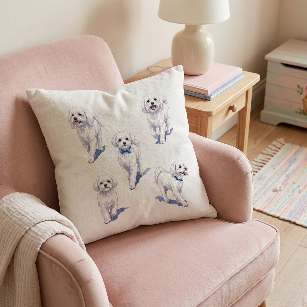 Running Maltese Throw Pillow - Hillcroft Home
