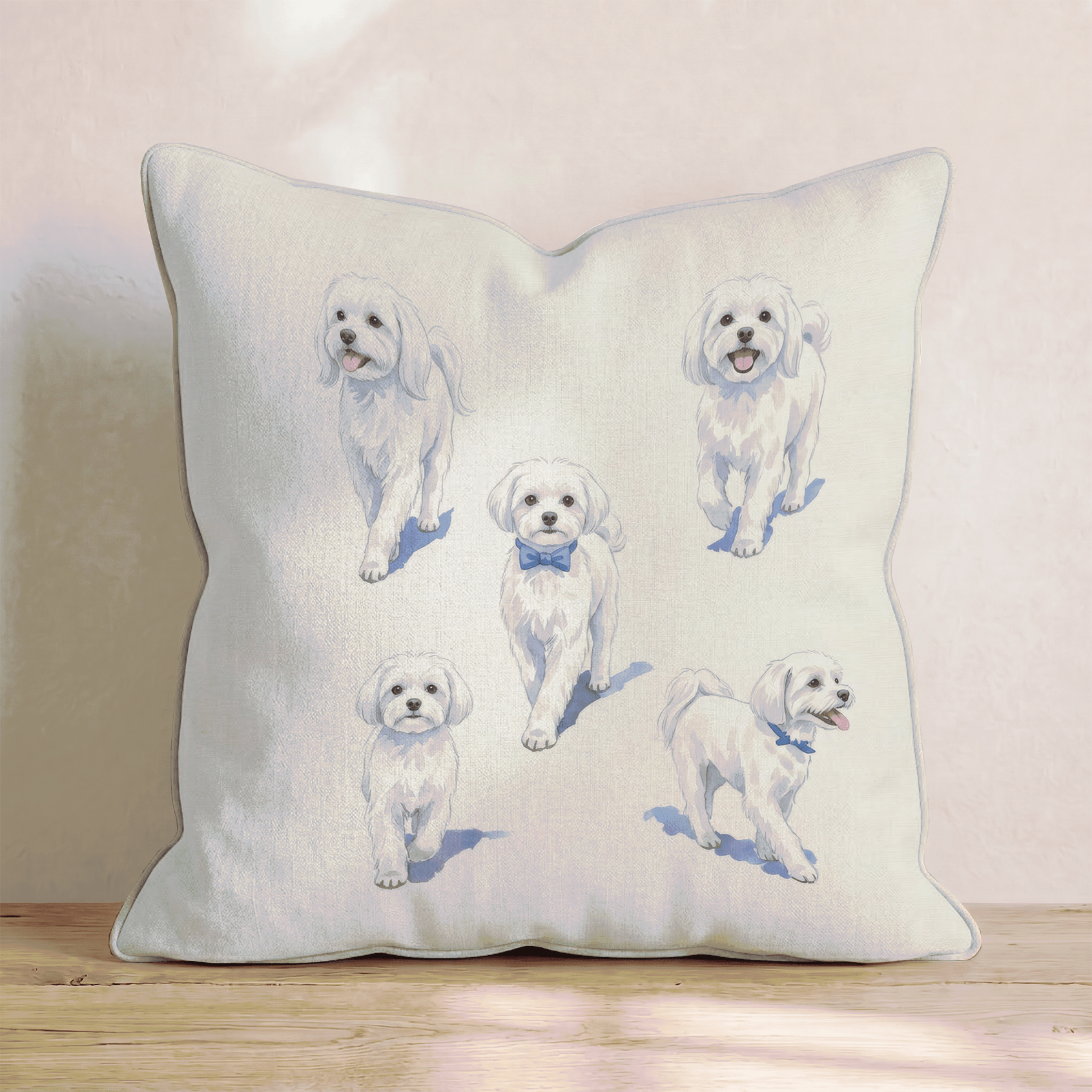 Running Maltese Throw Pillow - Hillcroft Home