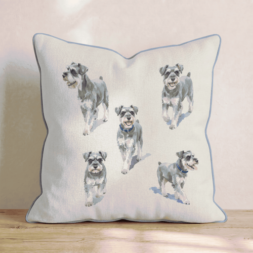 Running Miniature Schnauzers Throw Pillow - Hillcroft Home