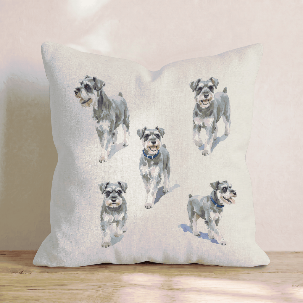 Running Miniature Schnauzers Throw Pillow - Hillcroft Home