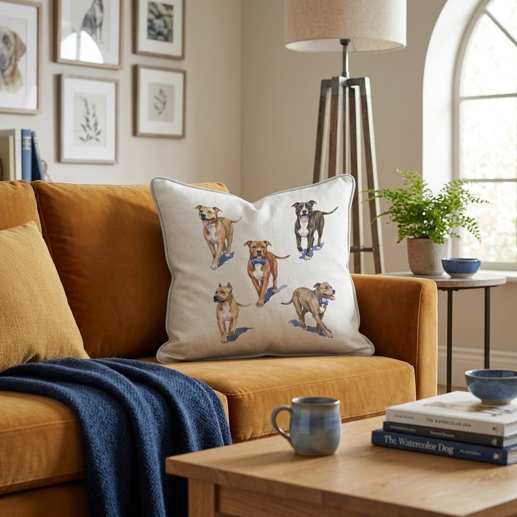 Running Pit Bull Throw Pillow - Hillcroft Home