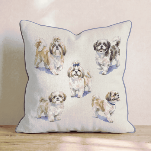 Running Shih Tzus Throw Pillow - Hillcroft Home