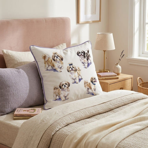 Running Shih Tzus Throw Pillow - Hillcroft Home