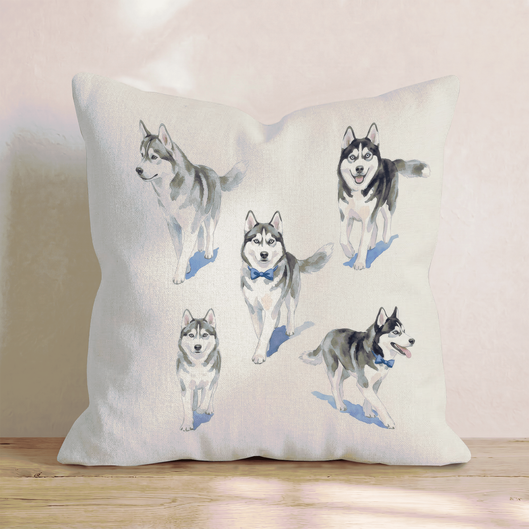 Running Siberian Husky Throw Pillow - Hillcroft Home