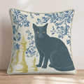Russian Blue Checkmate Throw Pillow - Hillcroft Home