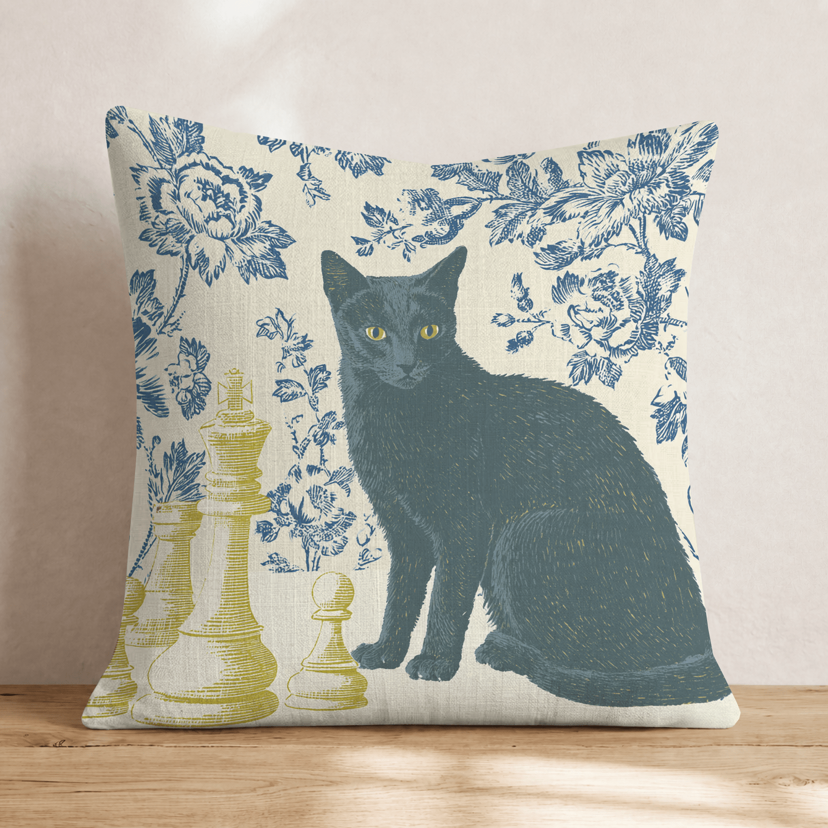 Russian Blue Checkmate Throw Pillow - Hillcroft Home