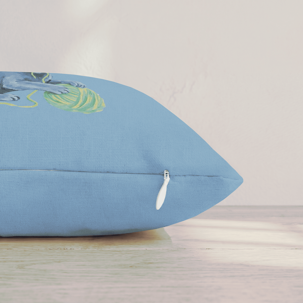 Russian Blue with the Yarn Throw Pillow throw pillow - Hillcroft Home