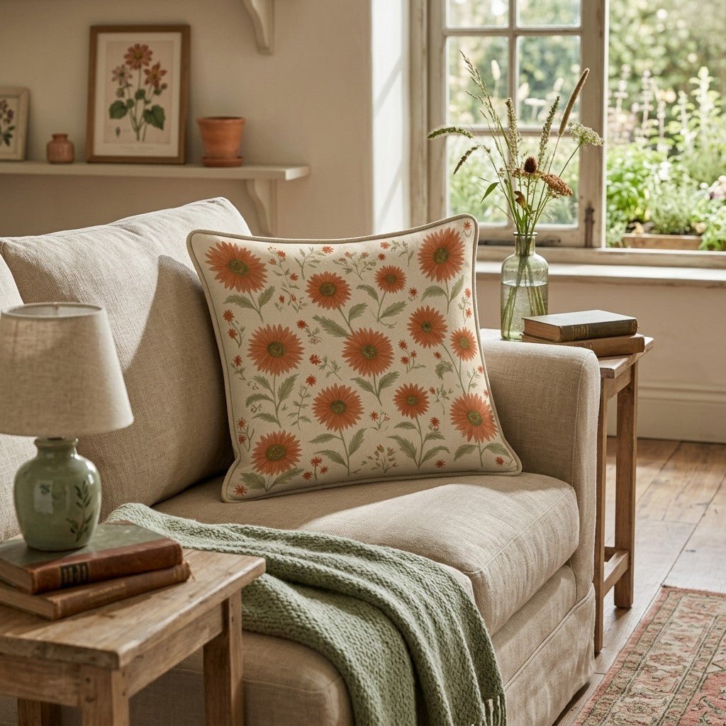 Rust Petal Garden Throw Pillow - Hillcroft Home