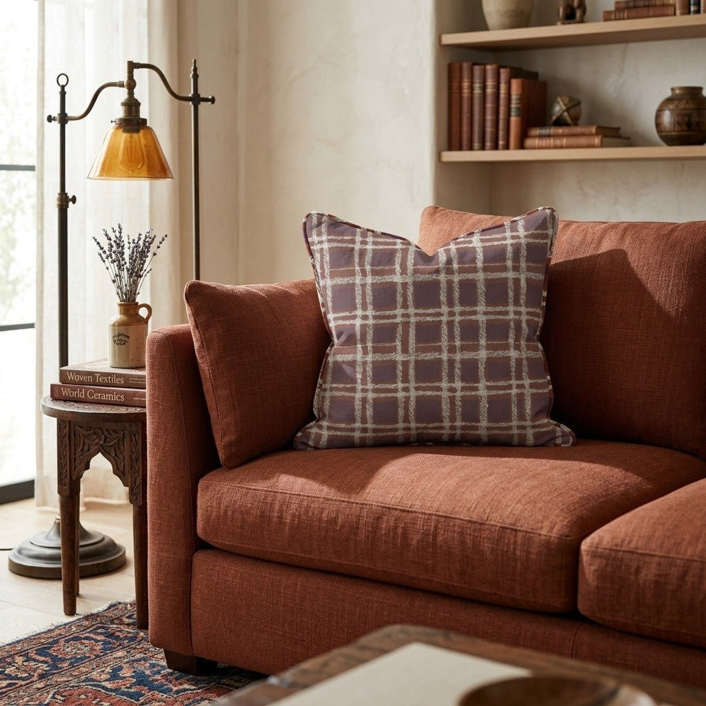 Rustic Autumn Plaid Throw Pillow - Hillcroft Home